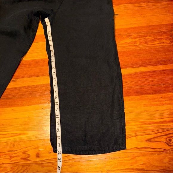 Flax Linen Cropped Wide Leg Pants Black Small - Picture 8 of 10